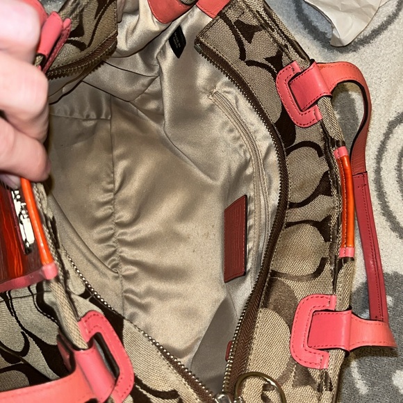 Coach Signature Coral Patent Leather/Canvas Tote - Picture 7 of 12